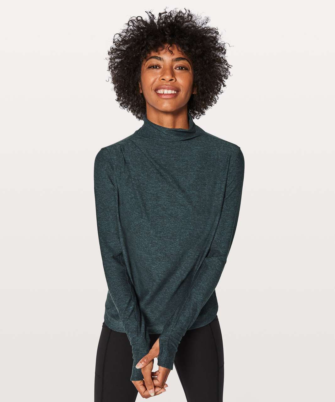 Lululemon Morning Miles Long Sleeve - Heathered Nocturnal Teal / Black