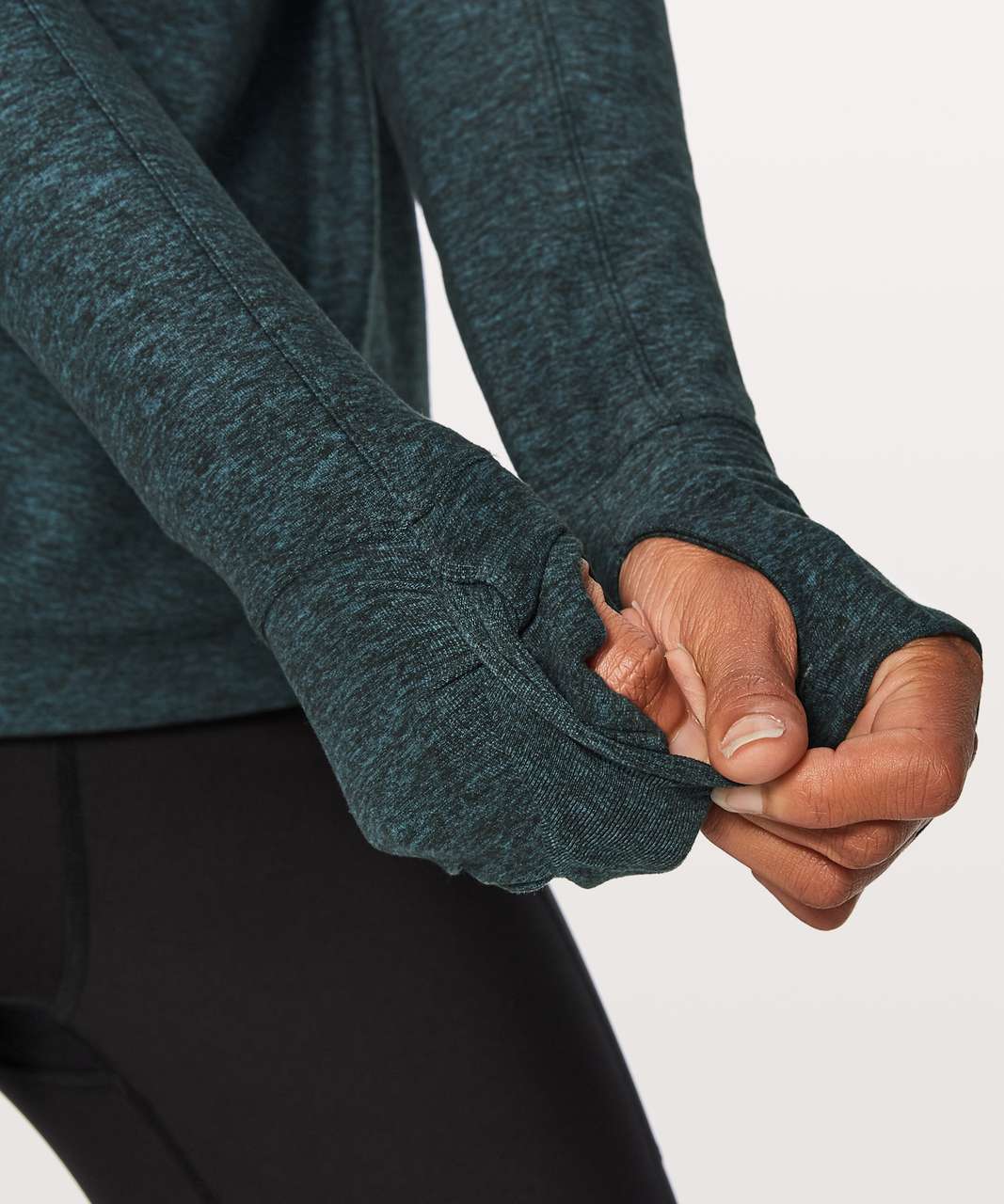 Lululemon Morning Miles Long Sleeve - Heathered Nocturnal Teal / Black