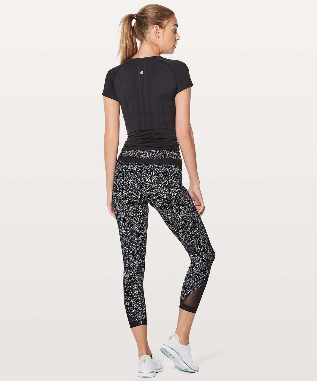 Lululemon Inspire Tight II Size 8 Black White Splatter Mesh Leggings