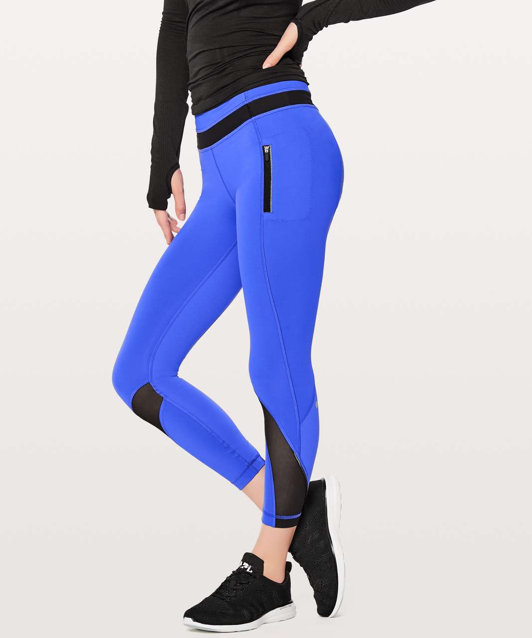 Lululemon Inspire Tight II (Mesh) - Heathered Black / Black / Blue Tropics  - lulu fanatics