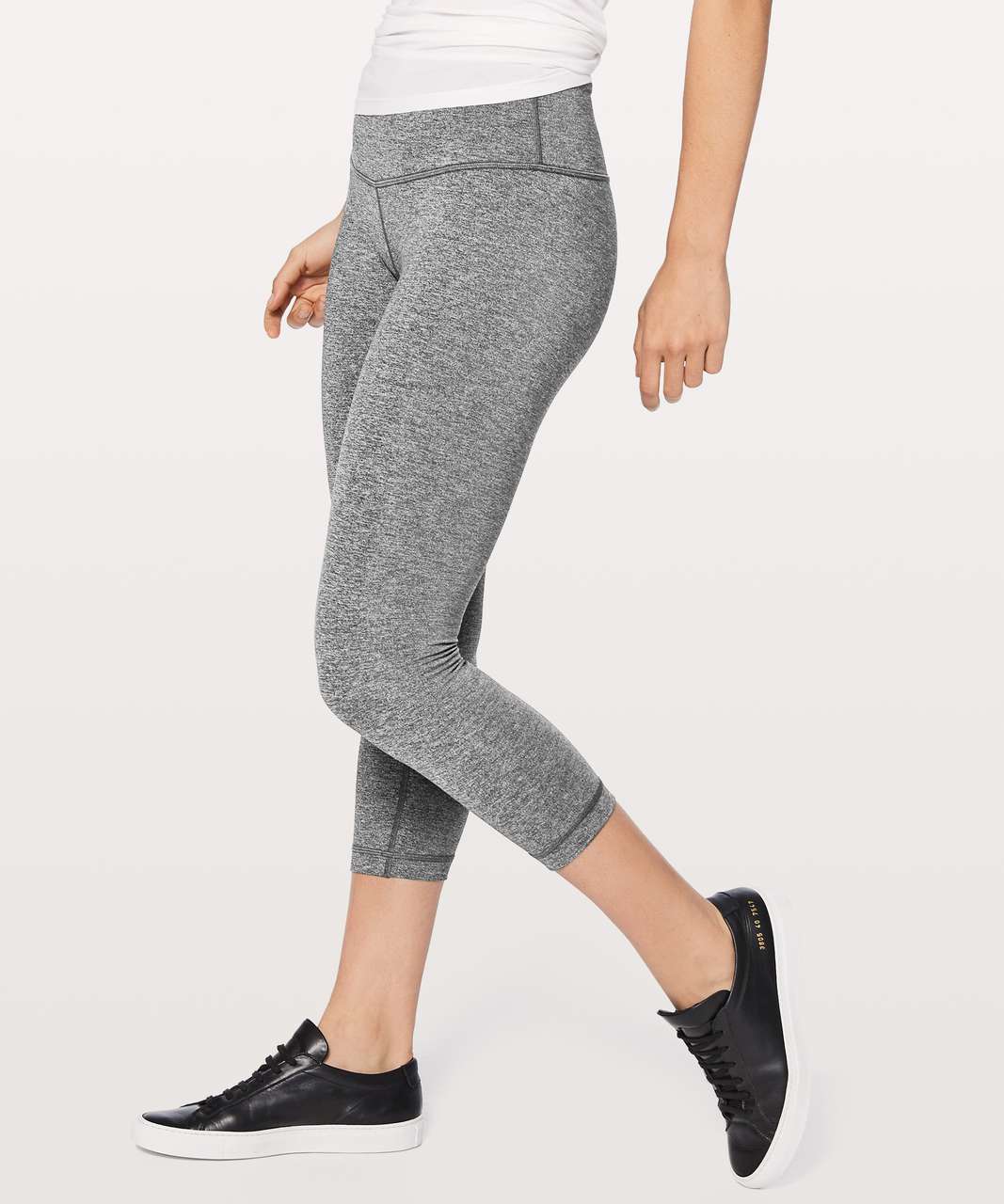 LULULEMON WUNDER UNDER CROP HI RISE LUXTREME 21 HEATHERED BLACK SIZE 10