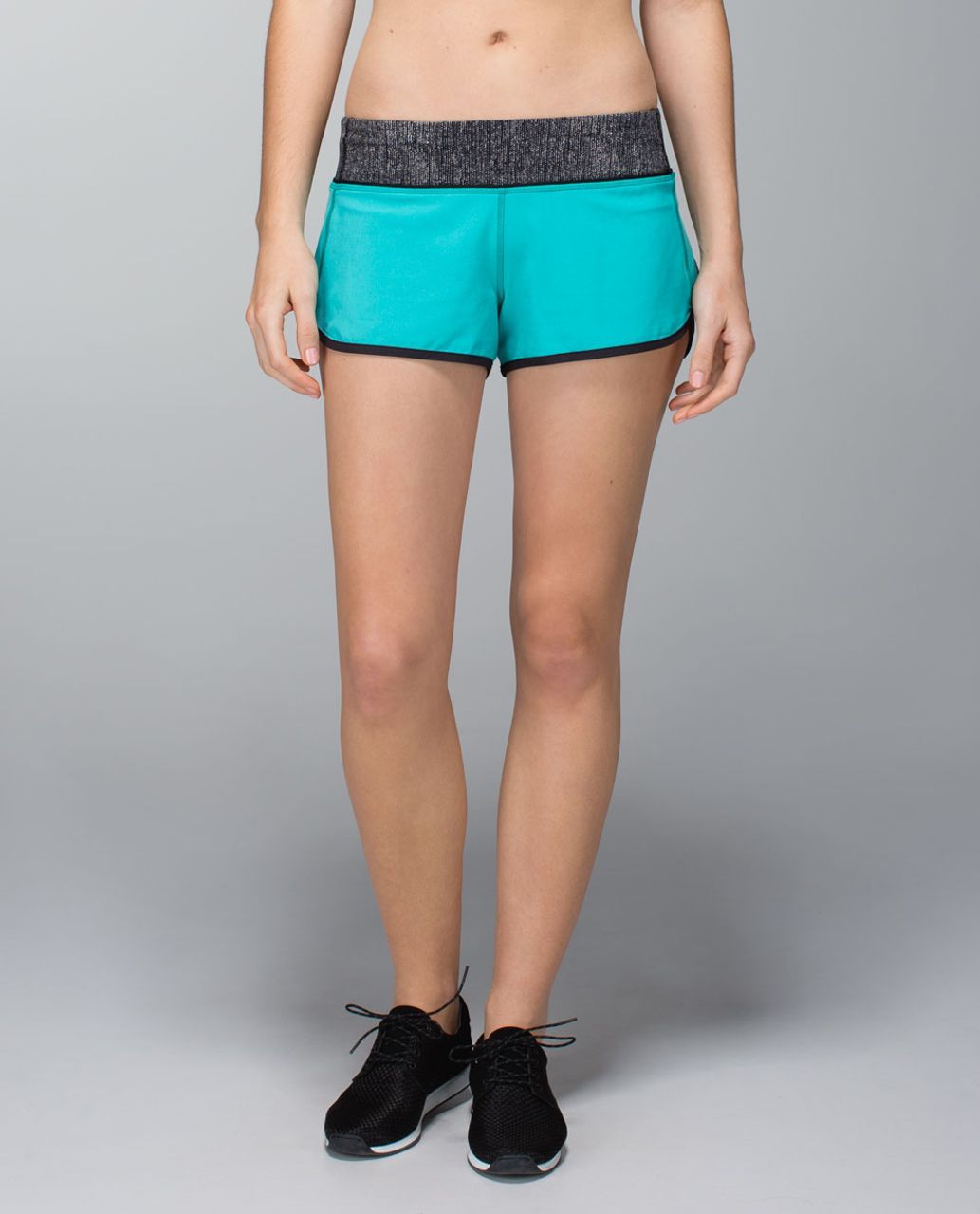 Lululemon Run:  Speed Short *4-way Stretch - Blue Tropics / Burlap Texture Black Dune / Black