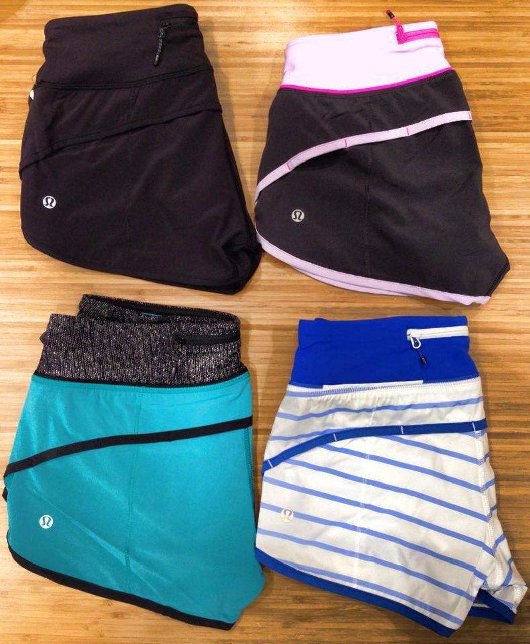 Lululemon Run:  Speed Short *4-way Stretch - Blue Tropics / Burlap Texture Black Dune / Black