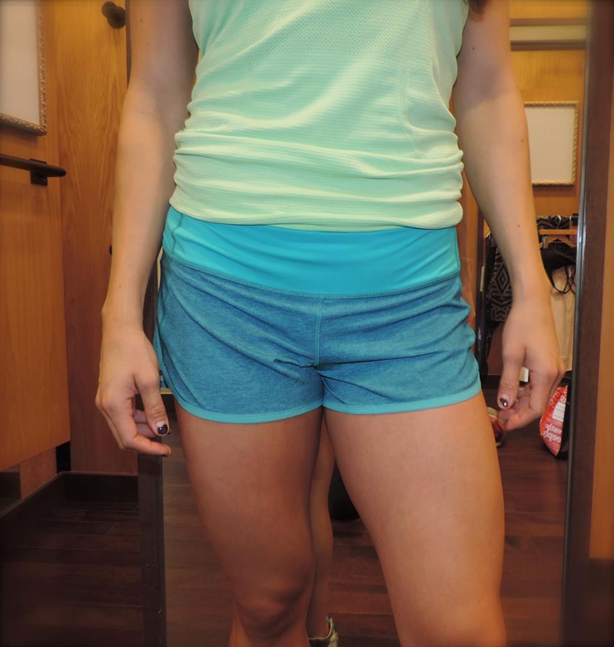 Lululemon Speed Short *4-way Stretch 2.5" - Heathered Texture Printed Sea Mist Blue Tropics / Blue Tropics