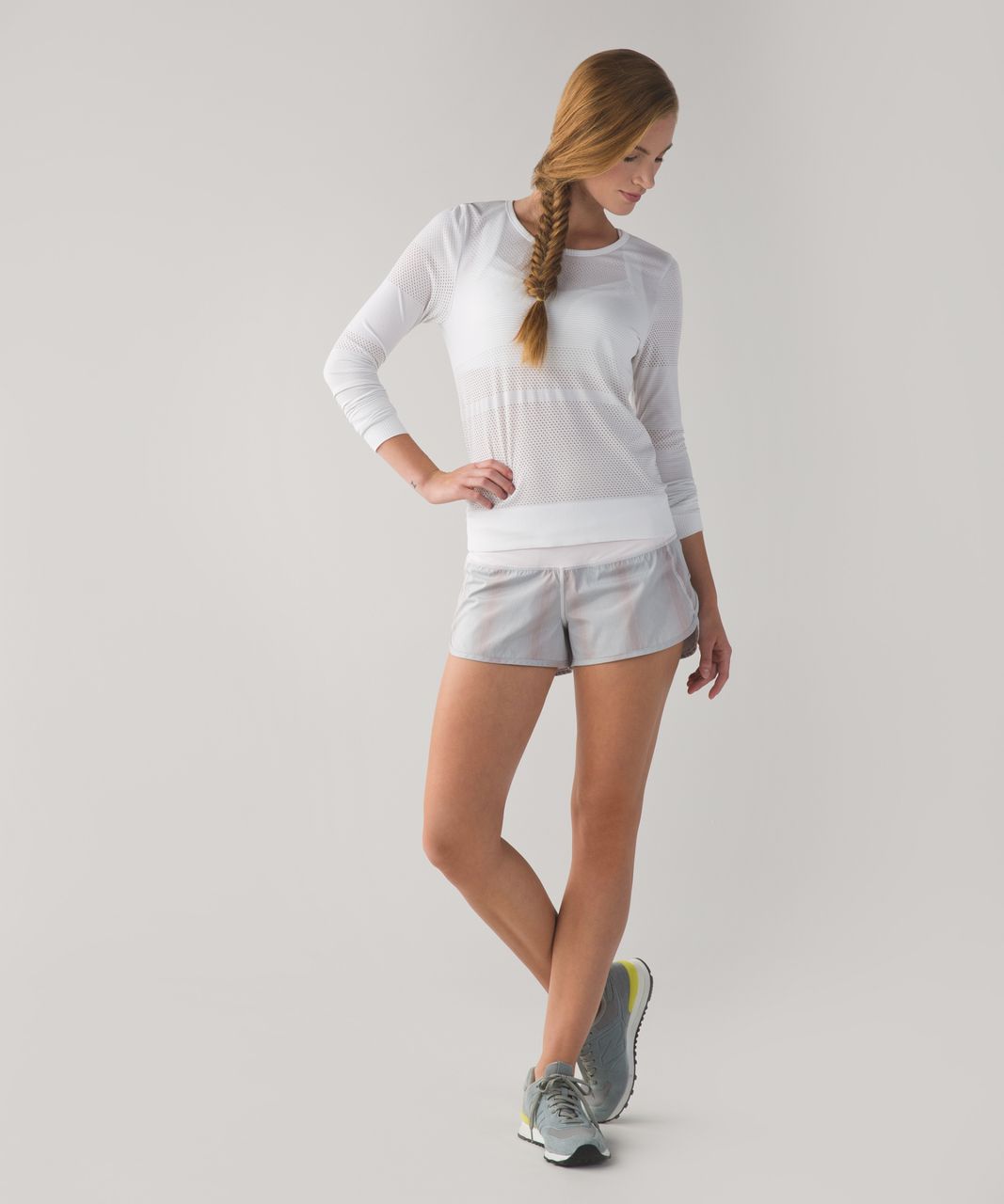 Lululemon Run:  Speed Short *2-way Stretch - Sparkle Swift Heathered Silver Spoon Neutral Blush / Neutral Blush