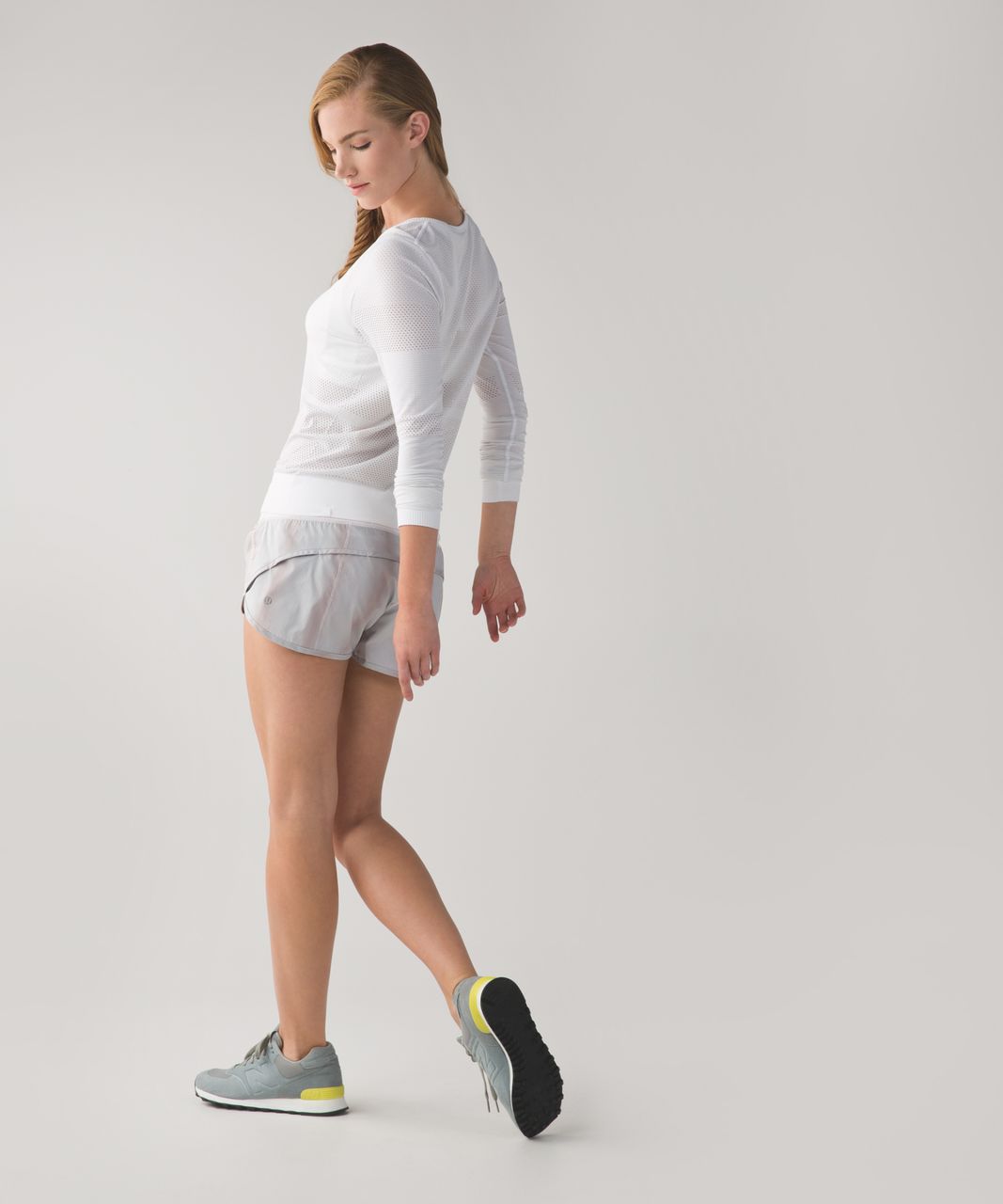 Lululemon Run:  Speed Short *2-way Stretch - Sparkle Swift Heathered Silver Spoon Neutral Blush / Neutral Blush