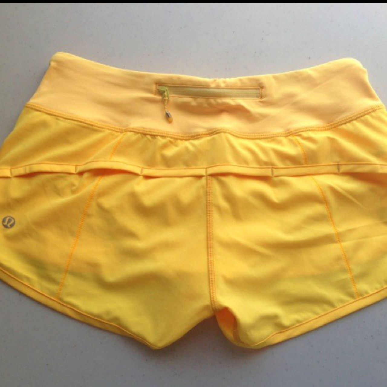 Lululemon Athletica Color Block Solid Yellow Athletic Shorts Size 2 (Tall)  - 38% off