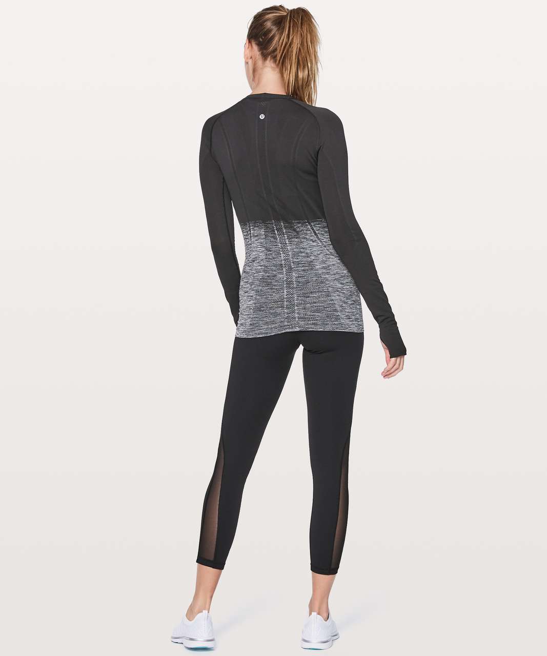 Lululemon Swiftly Tech Long Sleeve Crew - Black / White / Black