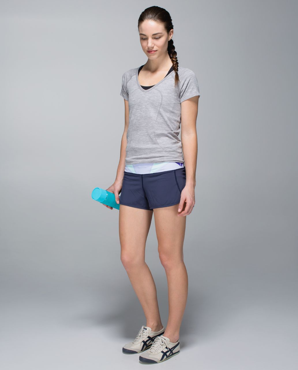 Lululemon Run:  Speed Short *4-way Stretch - Cadet Blue / Su14 Quilt 28