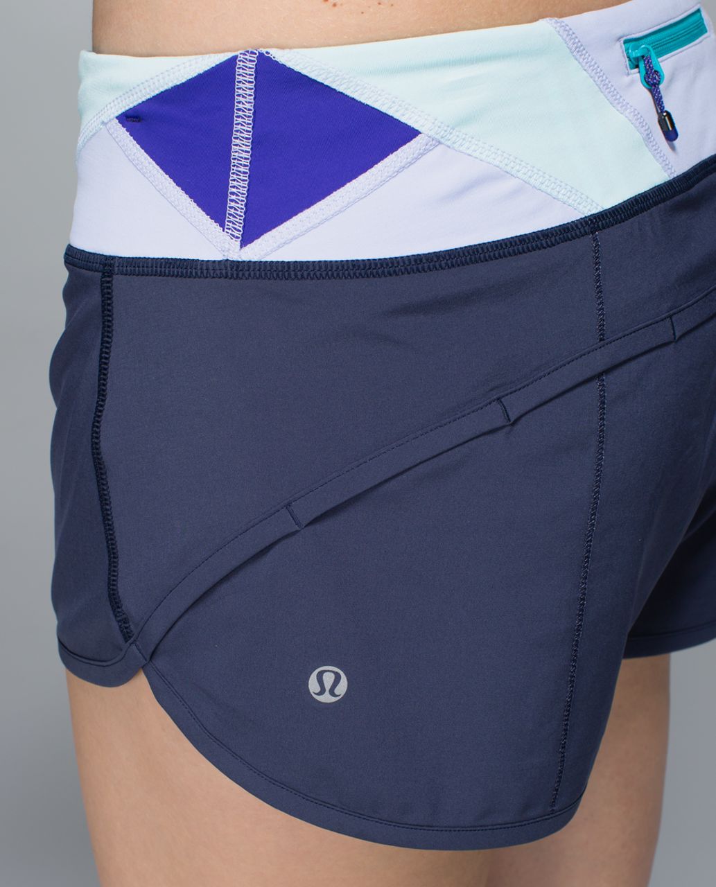 Lululemon Run:  Speed Short *4-way Stretch - Cadet Blue / Su14 Quilt 28