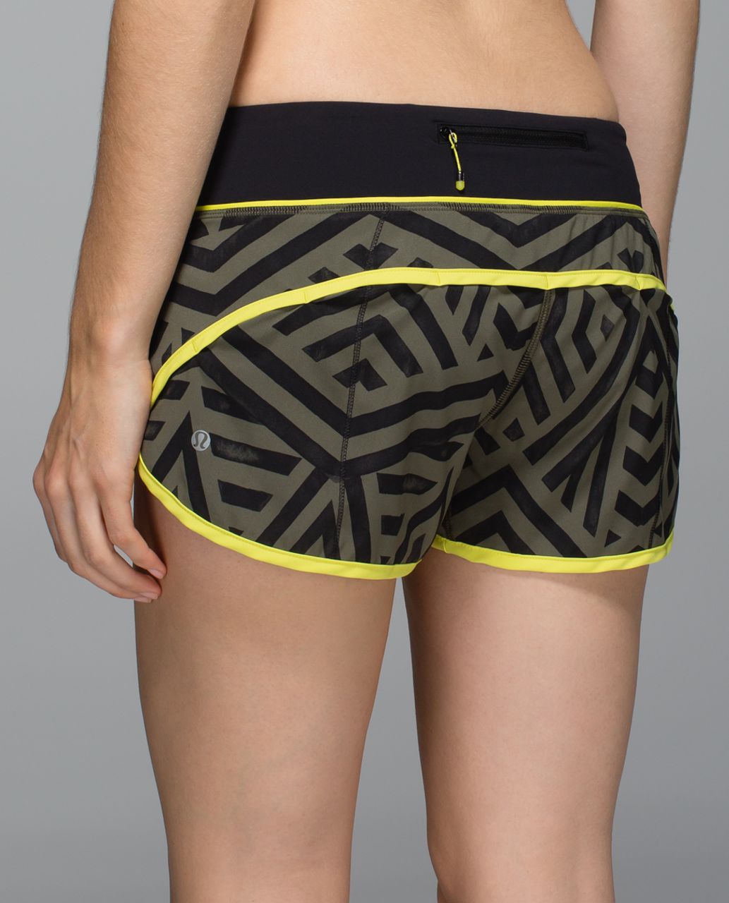 Lululemon Run:  Speed Short *4-way Stretch - Chevron Shuffle Fatigue Green Black / Split Pea / Black