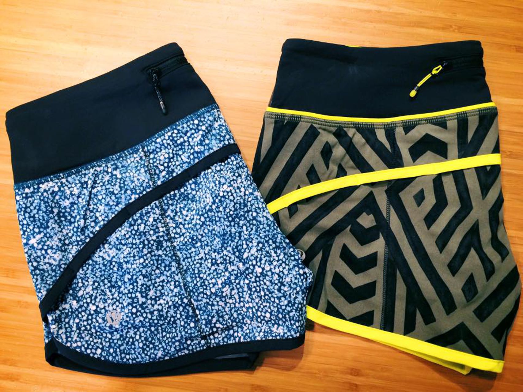 Lululemon Run:  Speed Short *4-way Stretch - Chevron Shuffle Fatigue Green Black / Split Pea / Black