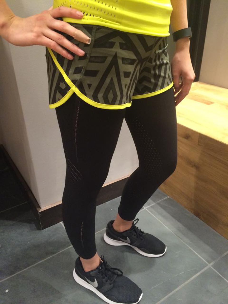 Lululemon Run:  Speed Short *4-way Stretch - Chevron Shuffle Fatigue Green Black / Split Pea / Black