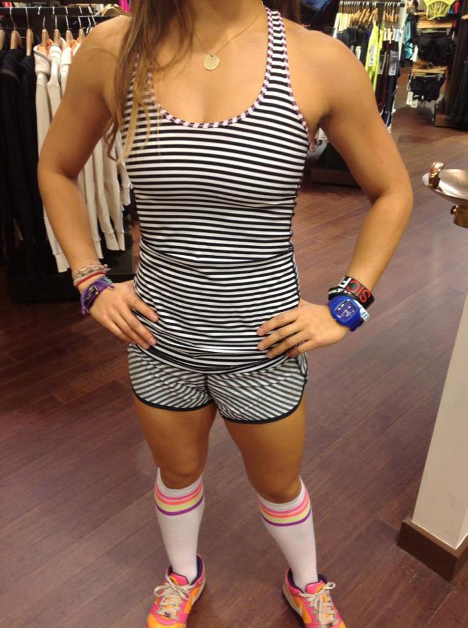 Lululemon Run:  Speed Short - Classic Stripe Black White / Black