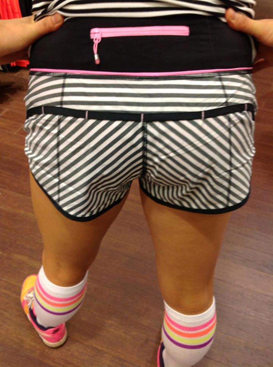 Lululemon Run:  Speed Short - Classic Stripe Black White / Black