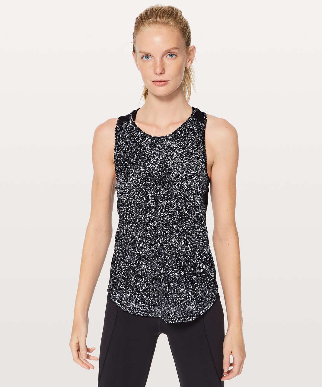 Lululemon Sculpt Tank II - Splatter White Black / Black - lulu fanatics