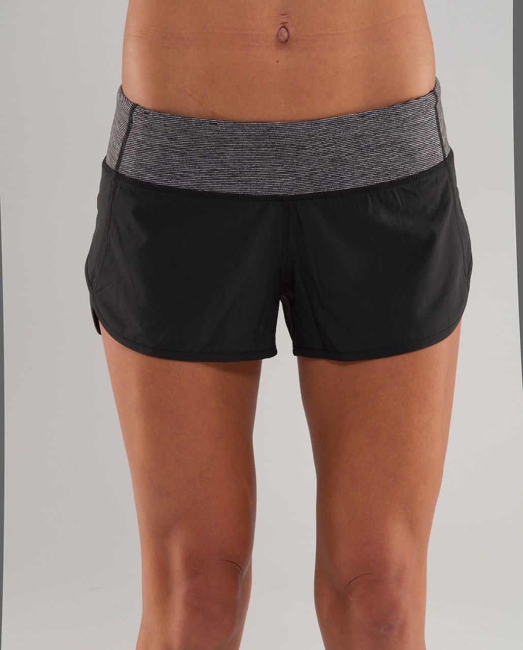 Lululemon Run:  Speed Short - Black / Black Wee Stripe