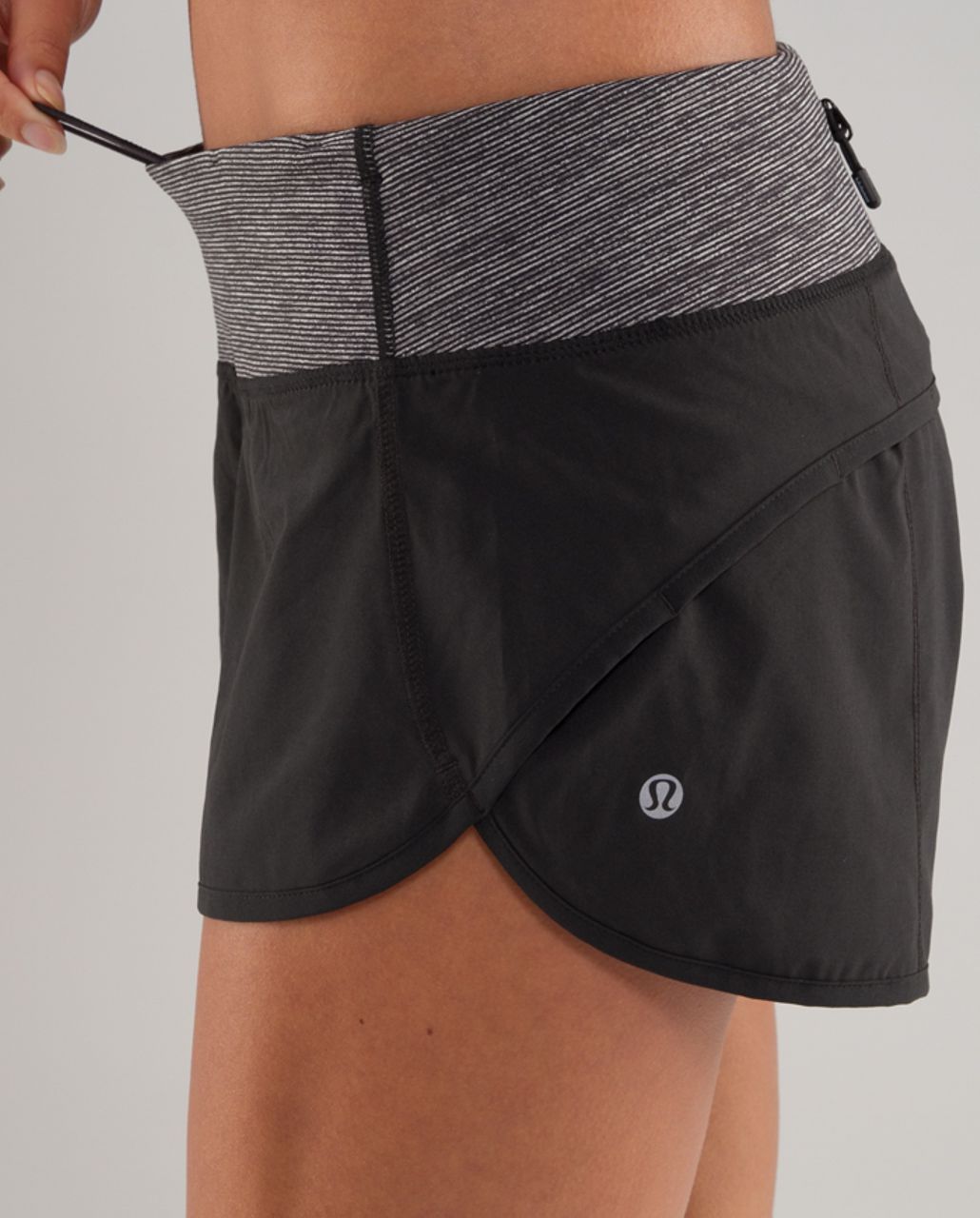 Lululemon Run:  Speed Short - Black / Black Wee Stripe