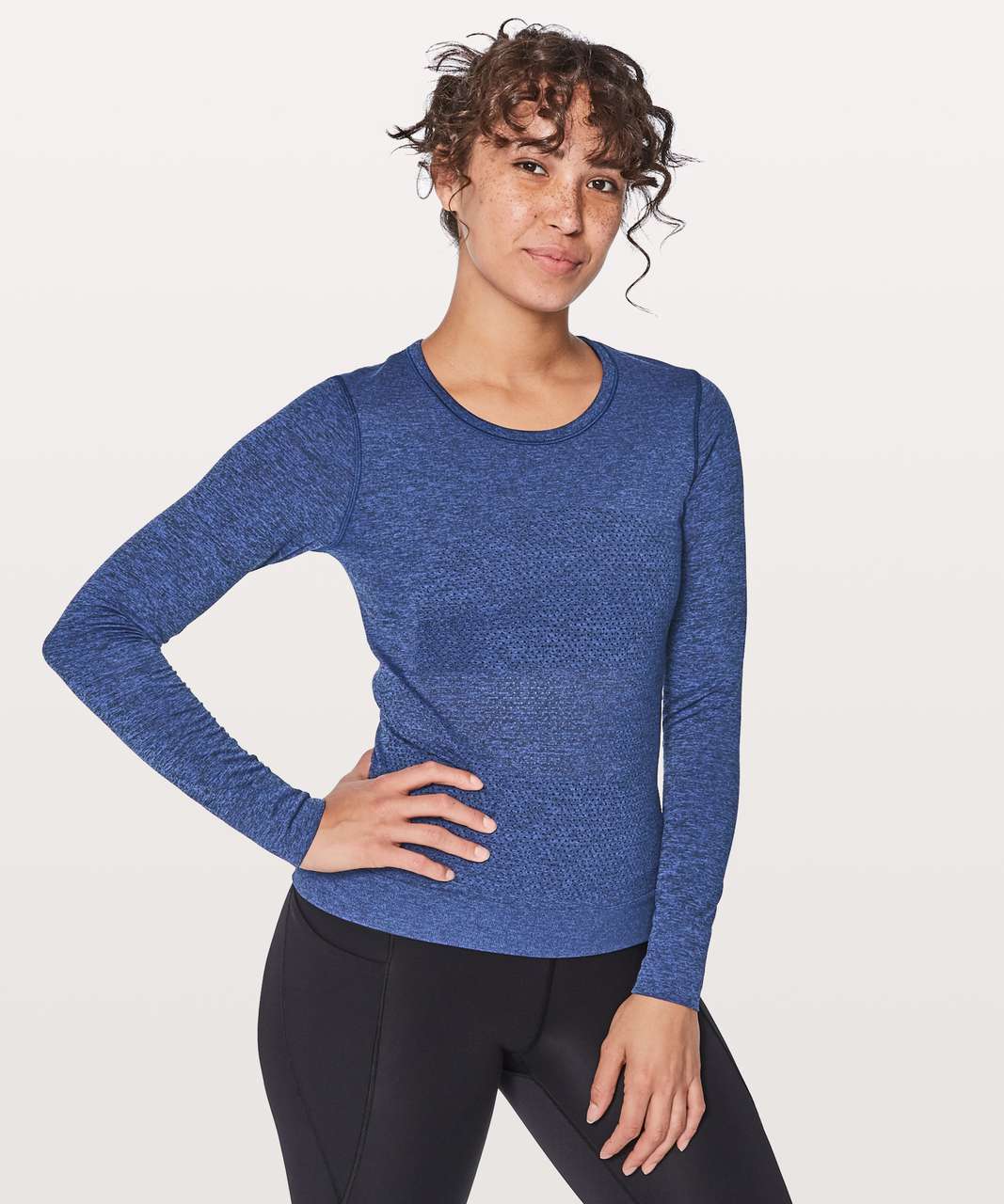 Lululemon Breeze By Long Sleeve - Blazer Blue / Black - lulu fanatics