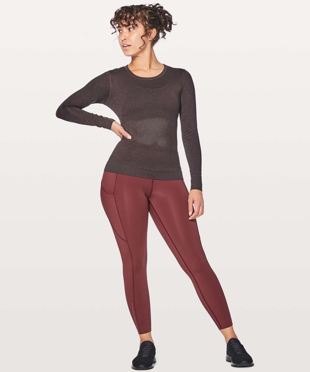 Lululemon Breeze By Long Sleeve - Black Cherry / Black