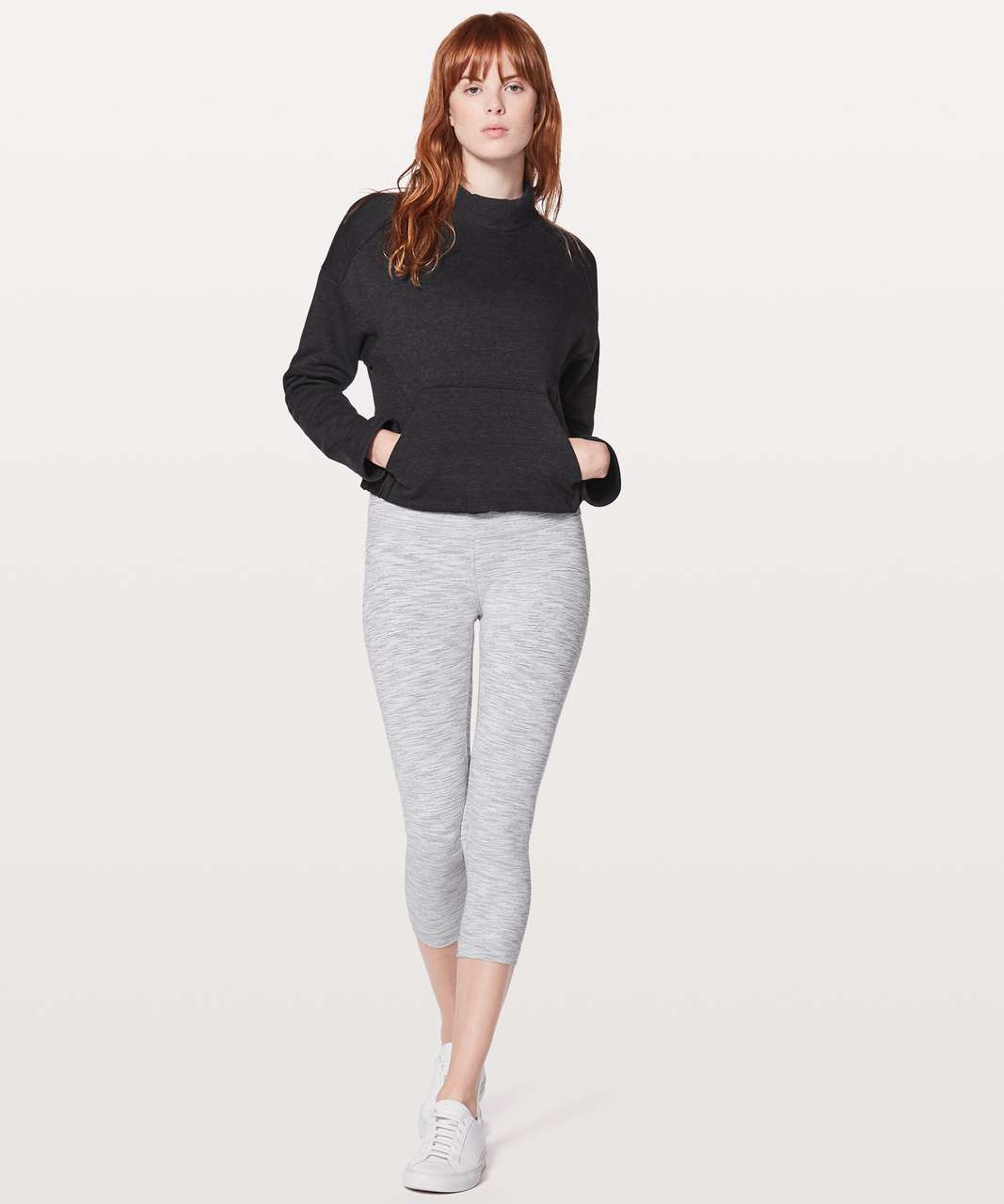 Lululemon Light As Warmth Crew - Heathered Core Black / Black