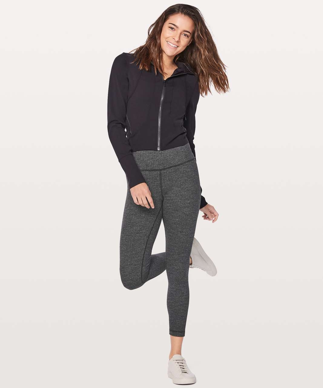 Lululemon Wunder Under Hi-Rise 7/8 Tight *25 - Variegated Knit Brushed Luon  Black Heathered Black - lulu fanatics