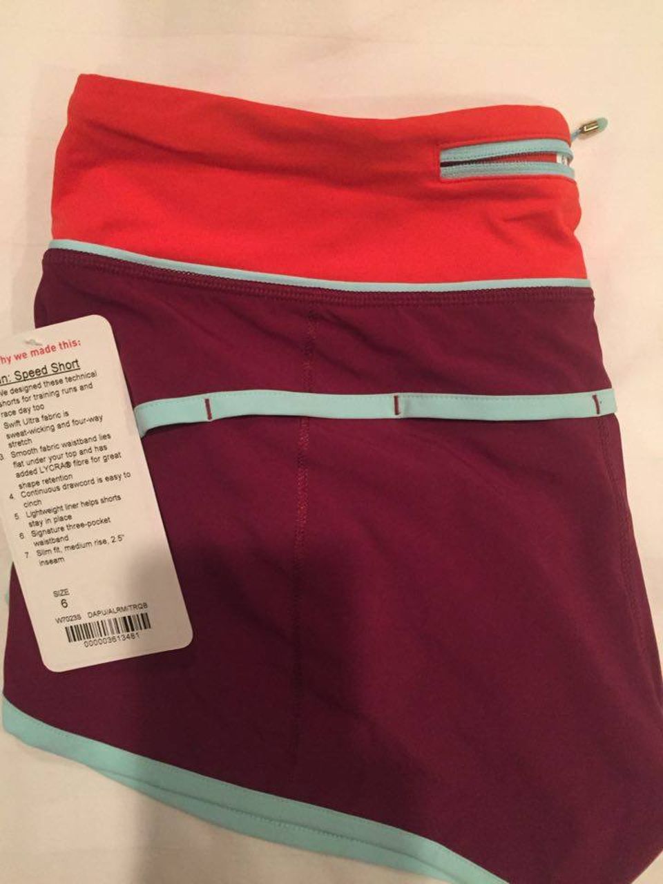 Lululemon Run:  Speed Short *4-way Stretch - Dashing Purple / Alarming / Tranquil Blue