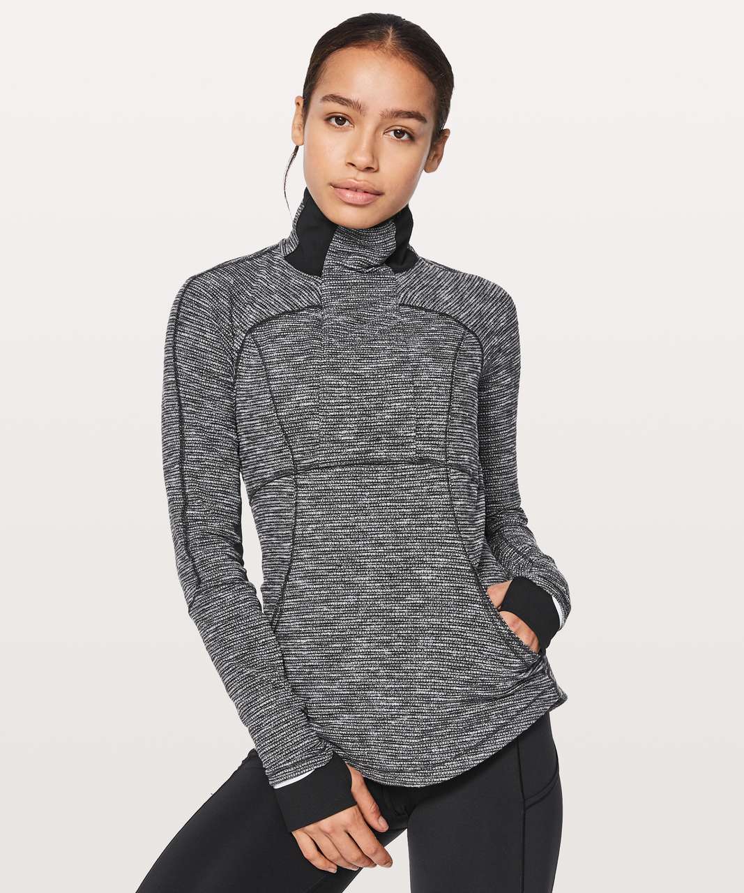 Lululemon Base Runner 1/2 Zip - Coco Pique Black White - lulu fanatics