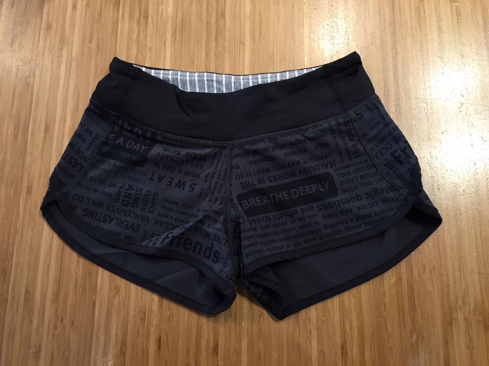 Lululemon Run:  Speed Short *4-way Stretch - Classic Manifesto Deep Coal Black / Black