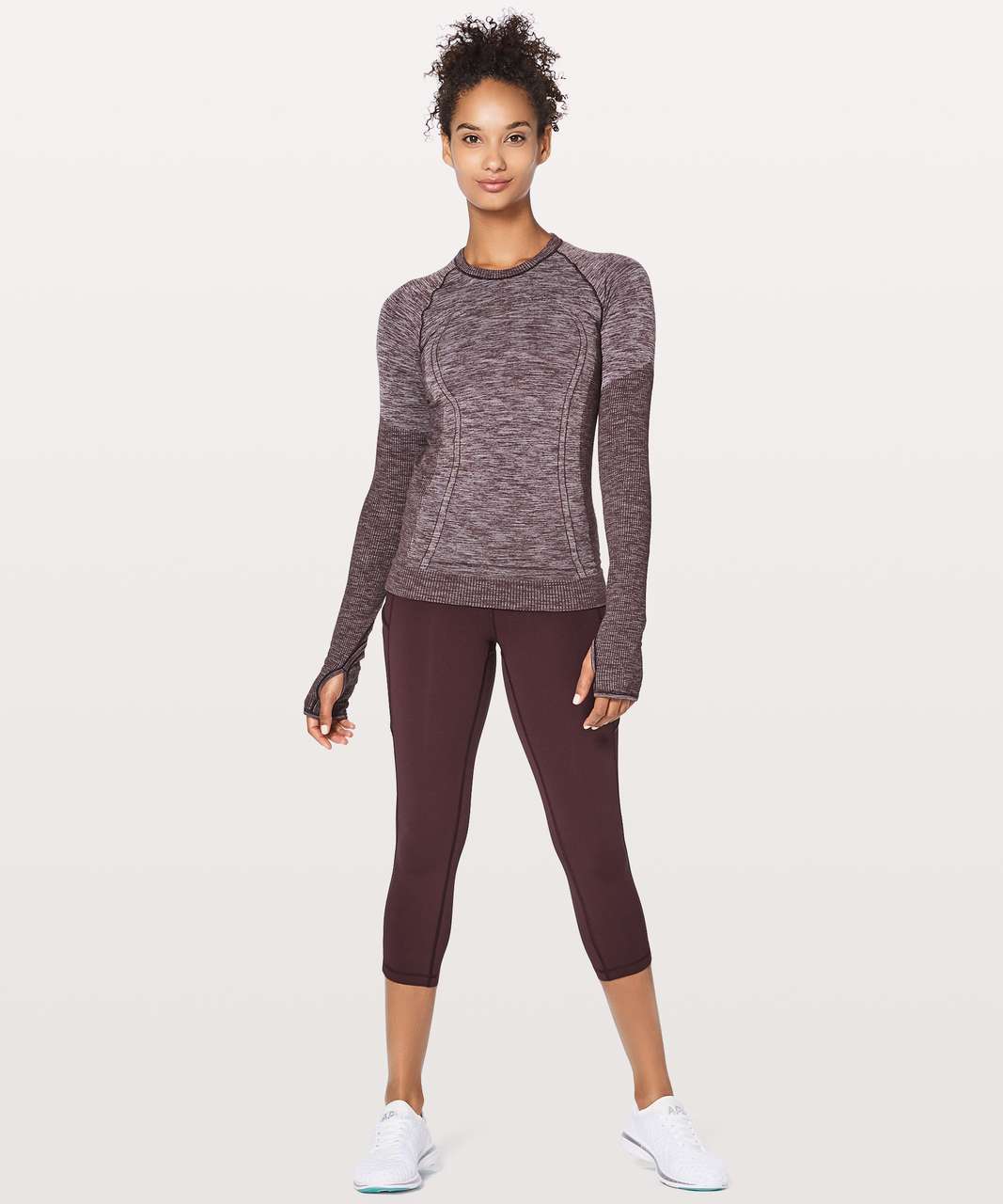 Lululemon Swiftly Wool Pullover - Black Cherry / White