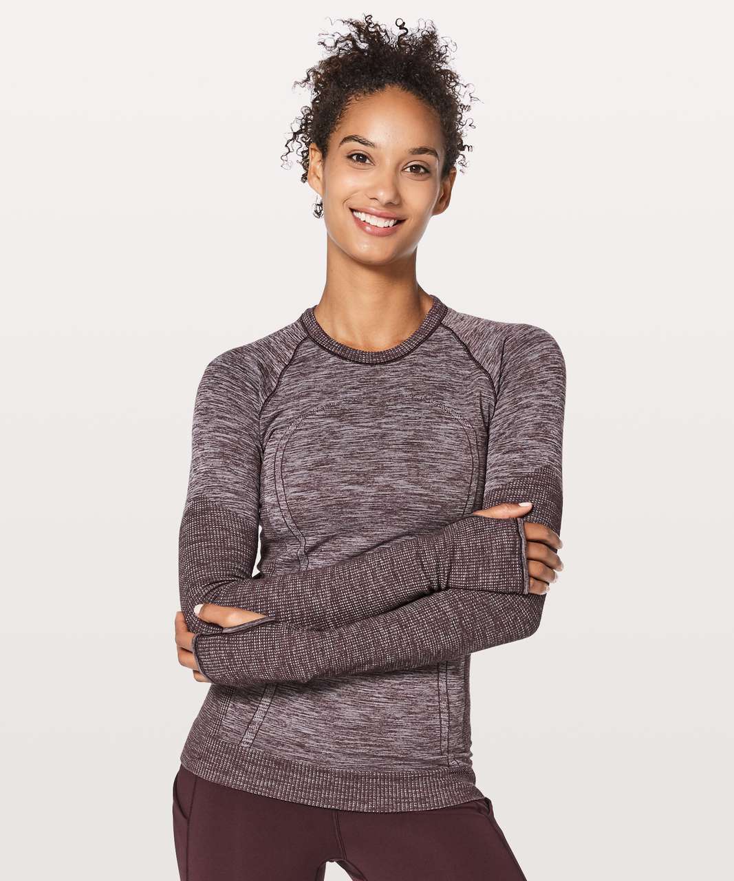 Lululemon Swiftly Tech Long Sleeve Crew - Black Cherry / Black - lulu  fanatics