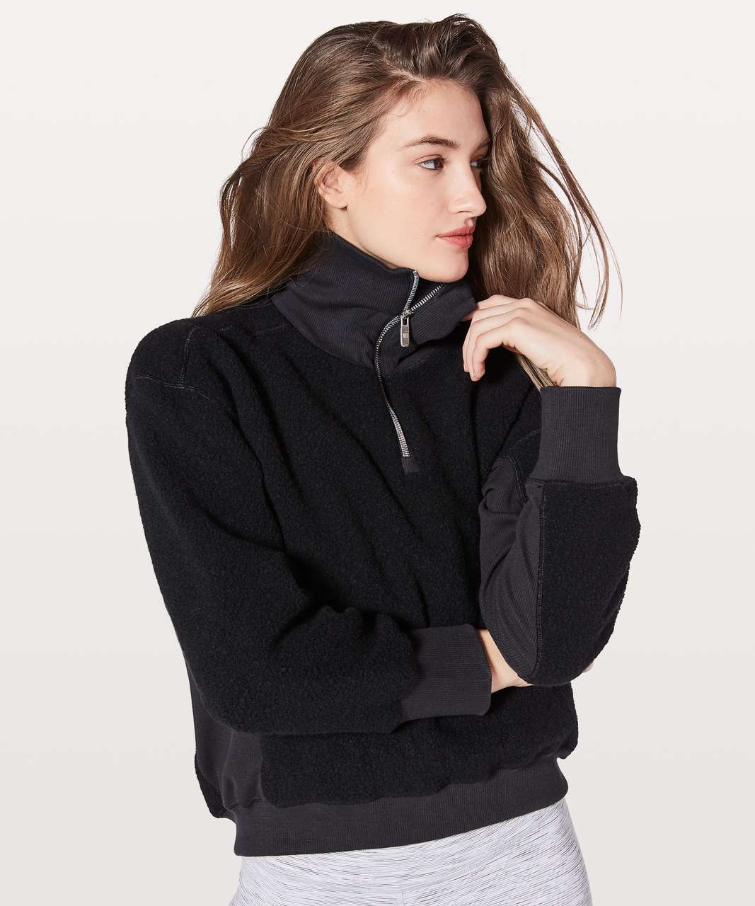 Lululemon Stand Out Sherpa 1/2 Zip - Black - lulu fanatics