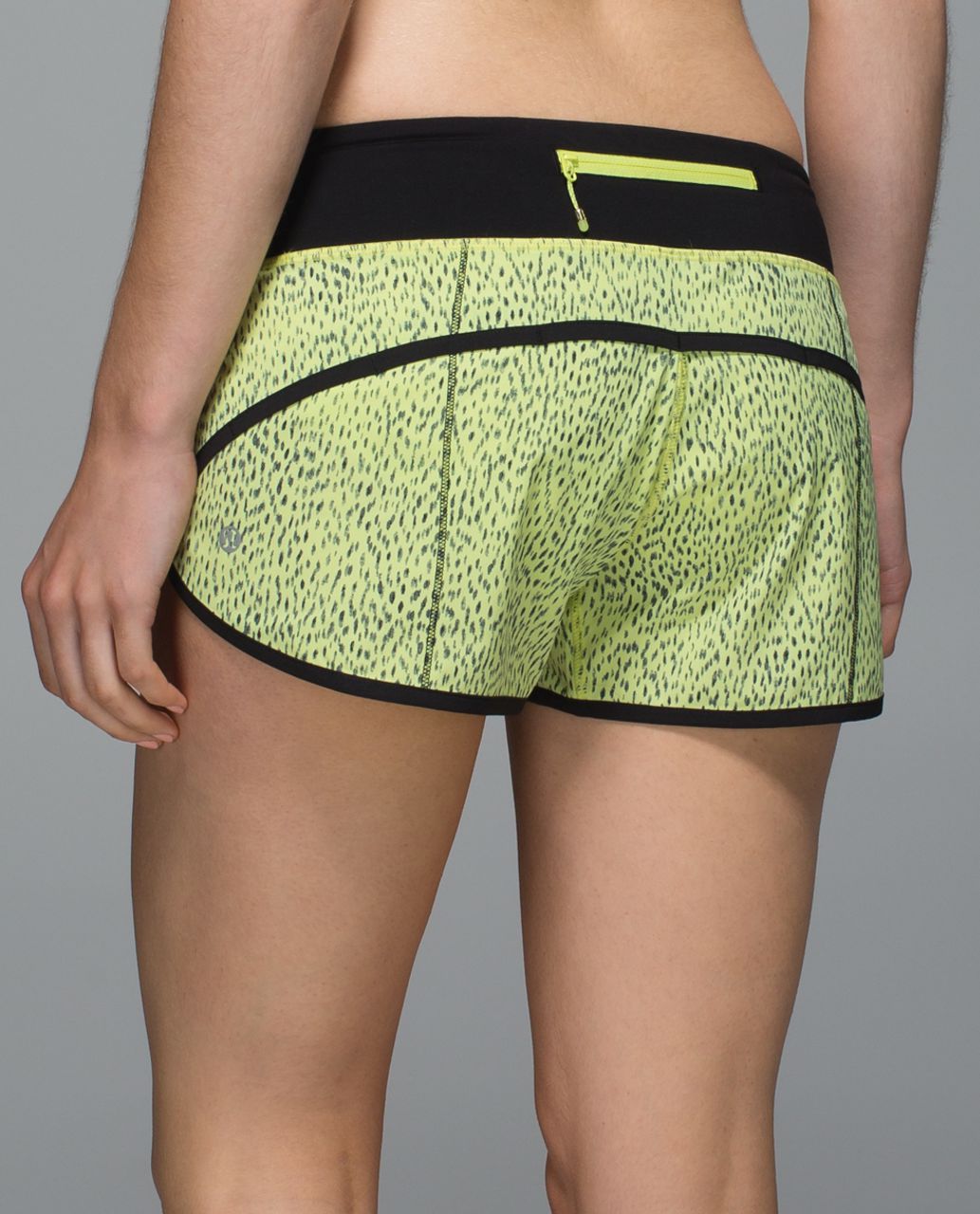 Lululemon Run:  Speed Short *4-way Stretch - Dottie Dash Clarity Yellow Black / Black