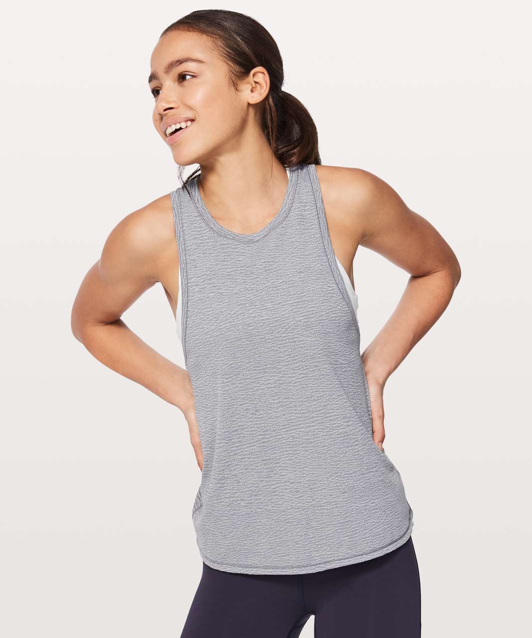 Lululemon Squad Goals Tank - Sheer Luon Pebble Jacquard V2 Arctic Grey Ice Grey