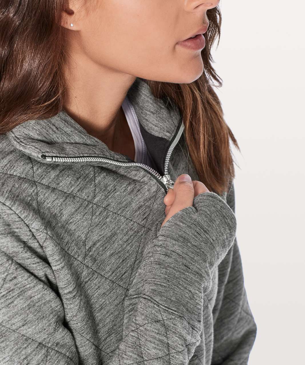 Lululemon Quarter Zip Performance Stretch Pullover Womens Dark Grey Thumb  Holes Size undefined - $25 - From Jessica