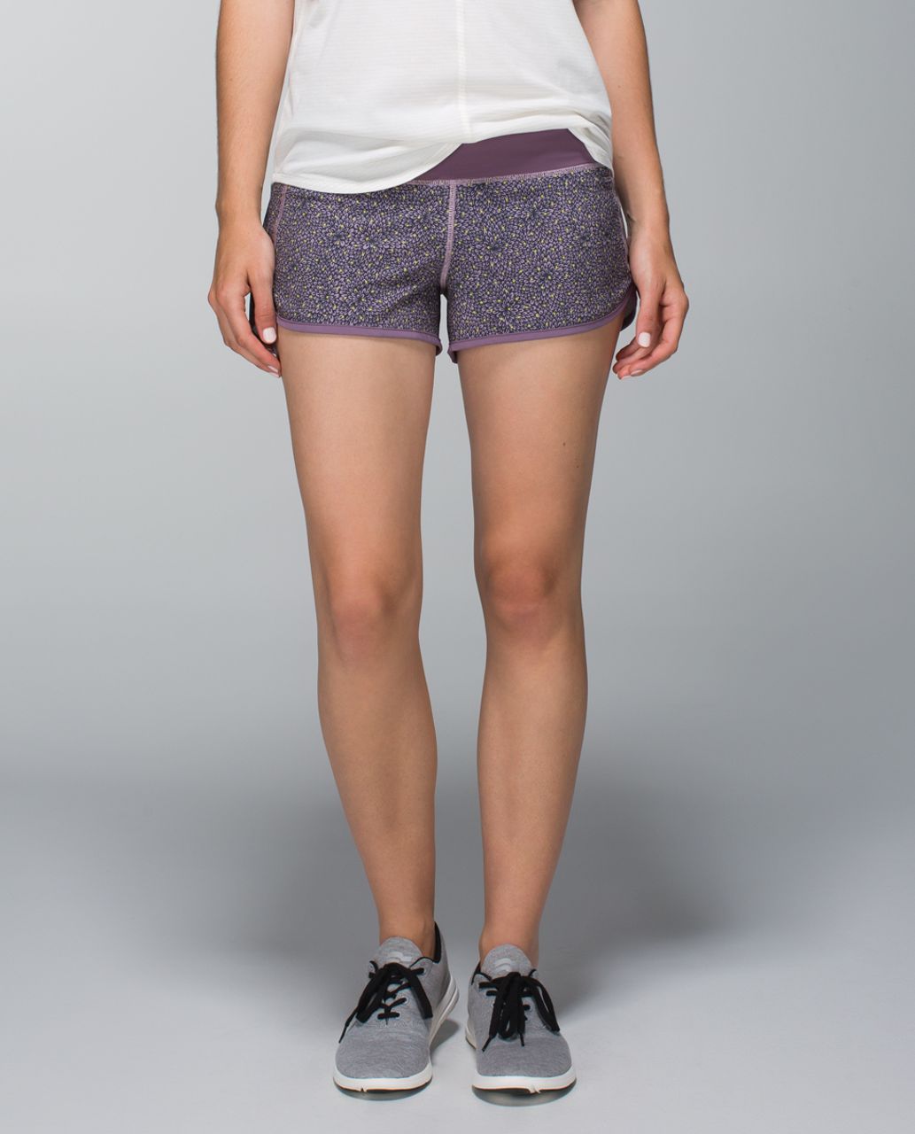 Lululemon Run:  Speed Short *4-way Stretch - Dottie Mum Deep Coal Mauvelous / Purple Fog