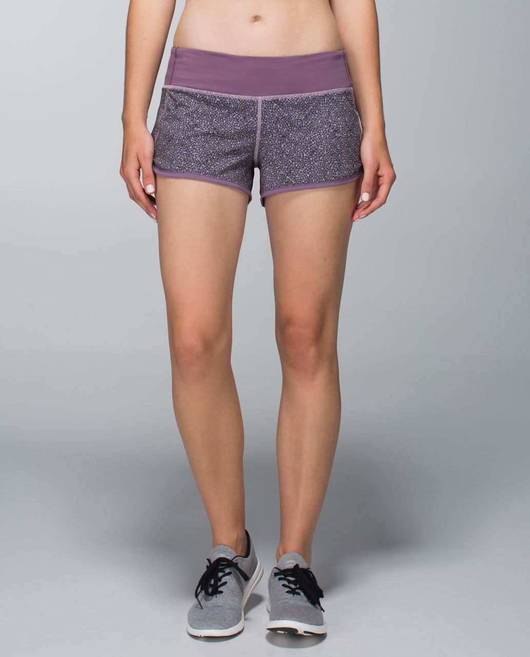 Lululemon Run:  Speed Short *4-way Stretch - Dottie Mum Deep Coal Mauvelous / Purple Fog