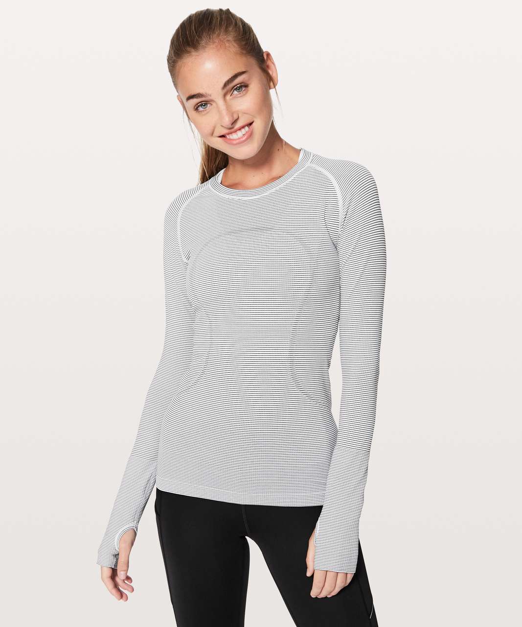 Lululemon Swiftly Tech Long Sleeve Crew (White/White/Black, 12) at   Men's Clothing store