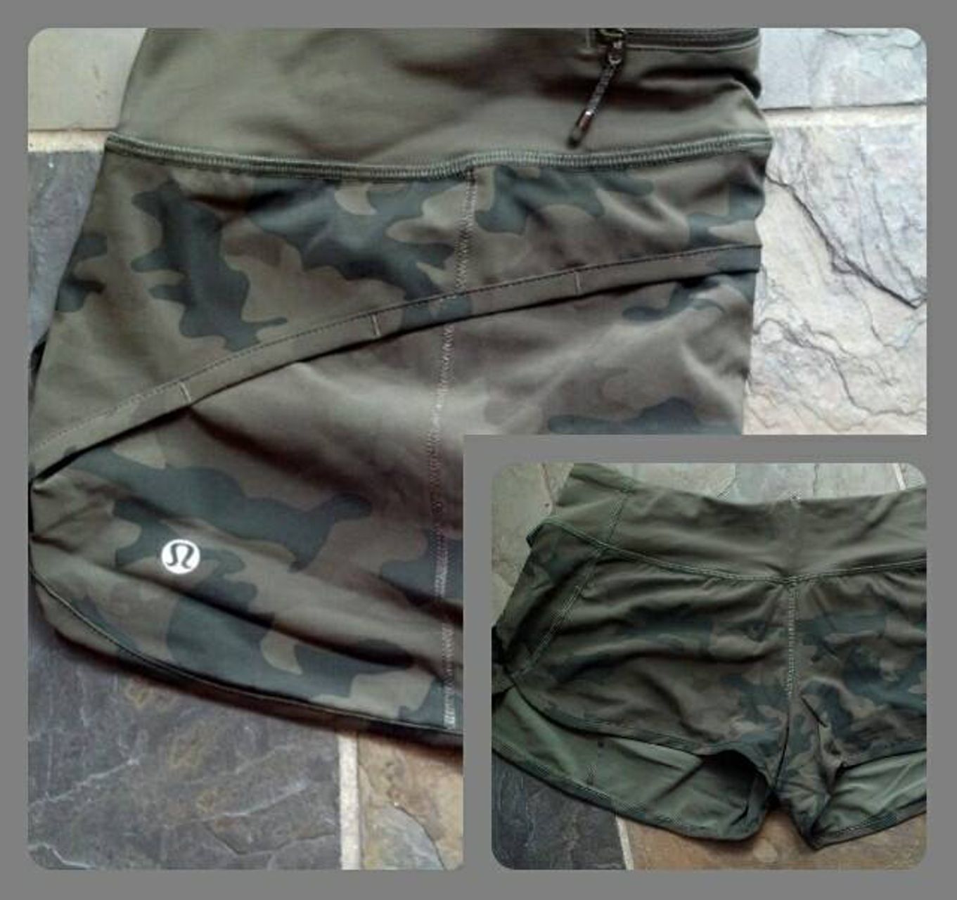 Lululemon Run:  Speed Short *4-way Stretch - Savasana Camo 20cm Fatigue Green / Fatigue Green