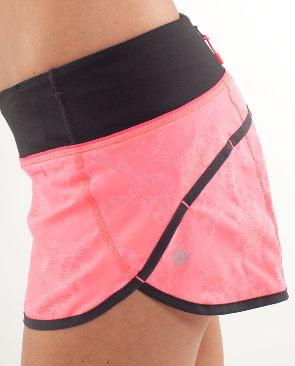 Lululemon Women Run Speed Up Shorts 2.5 Flash Pleat Orange Multi Black  Print 6