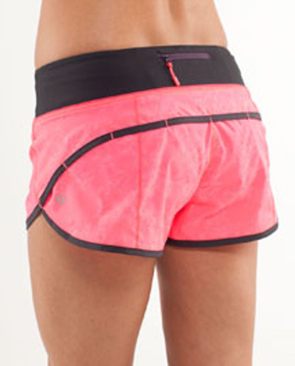 Lululemon Women Run Speed Up Shorts 2.5 Flash Pleat Orange Multi Black  Print 6