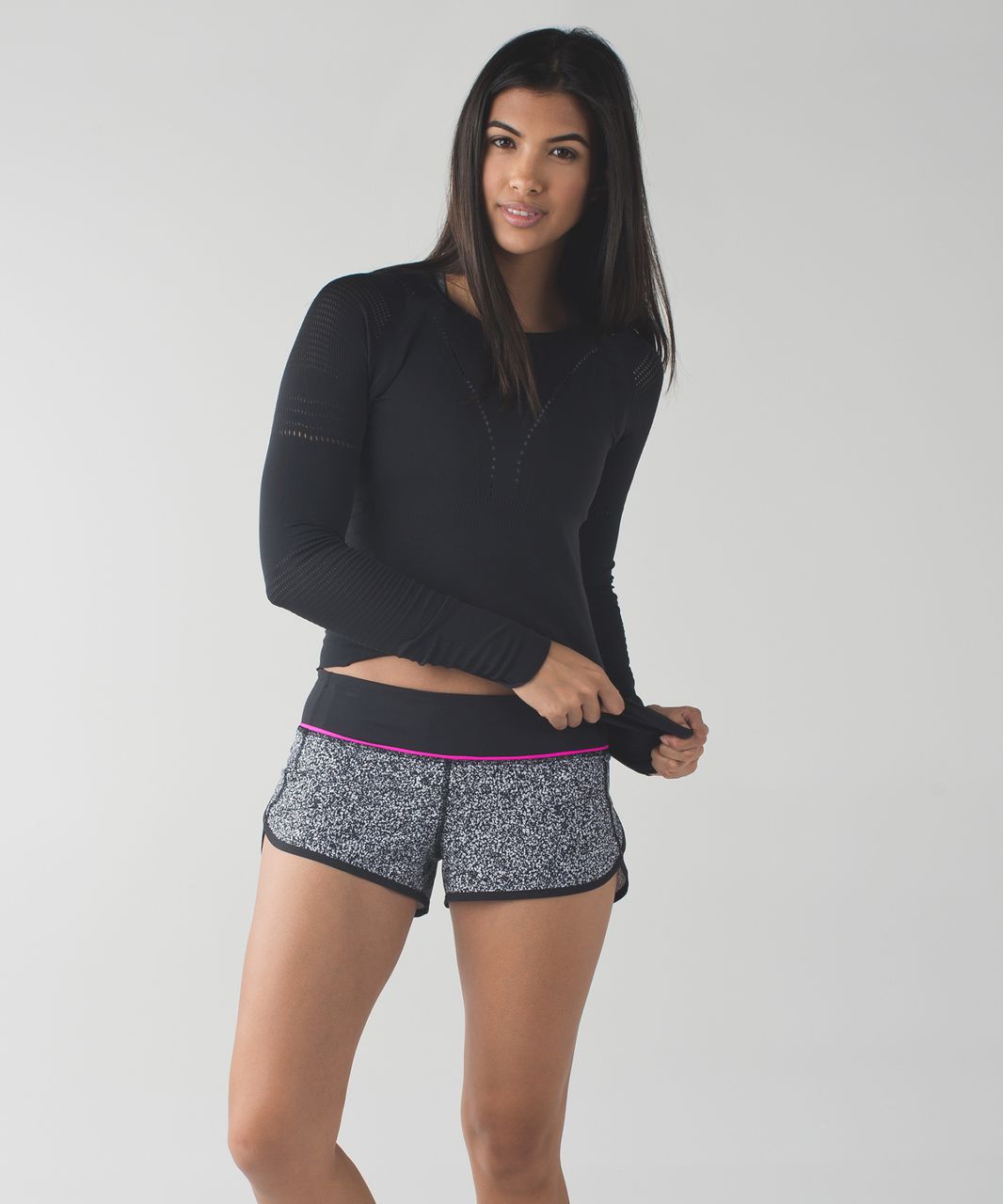 Lululemon Speed Short *4-way Stretch 2.5" - Flashback Static White Black / Black / Raspberry Glo Light