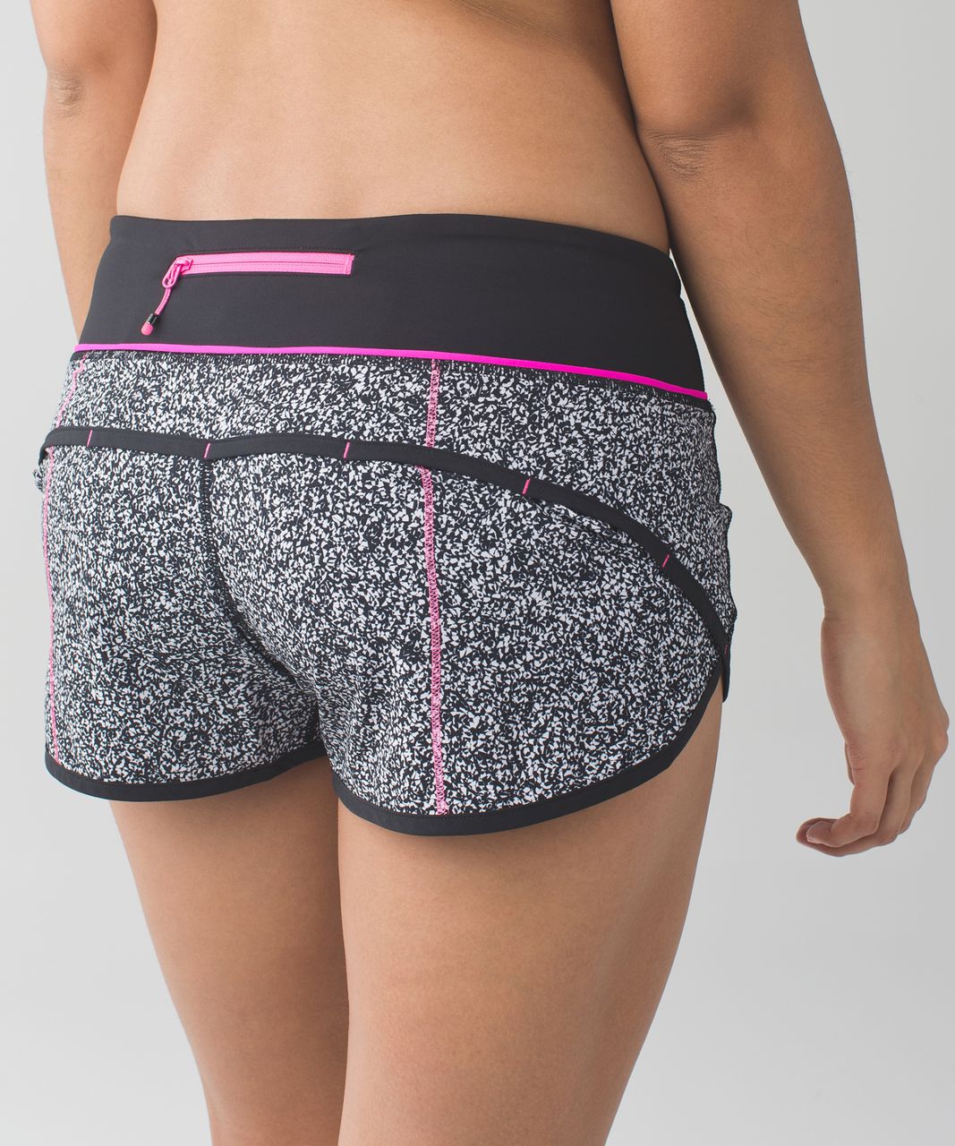 Lululemon Speed Short *4-way Stretch 2.5" - Flashback Static White Black / Black / Raspberry Glo Light