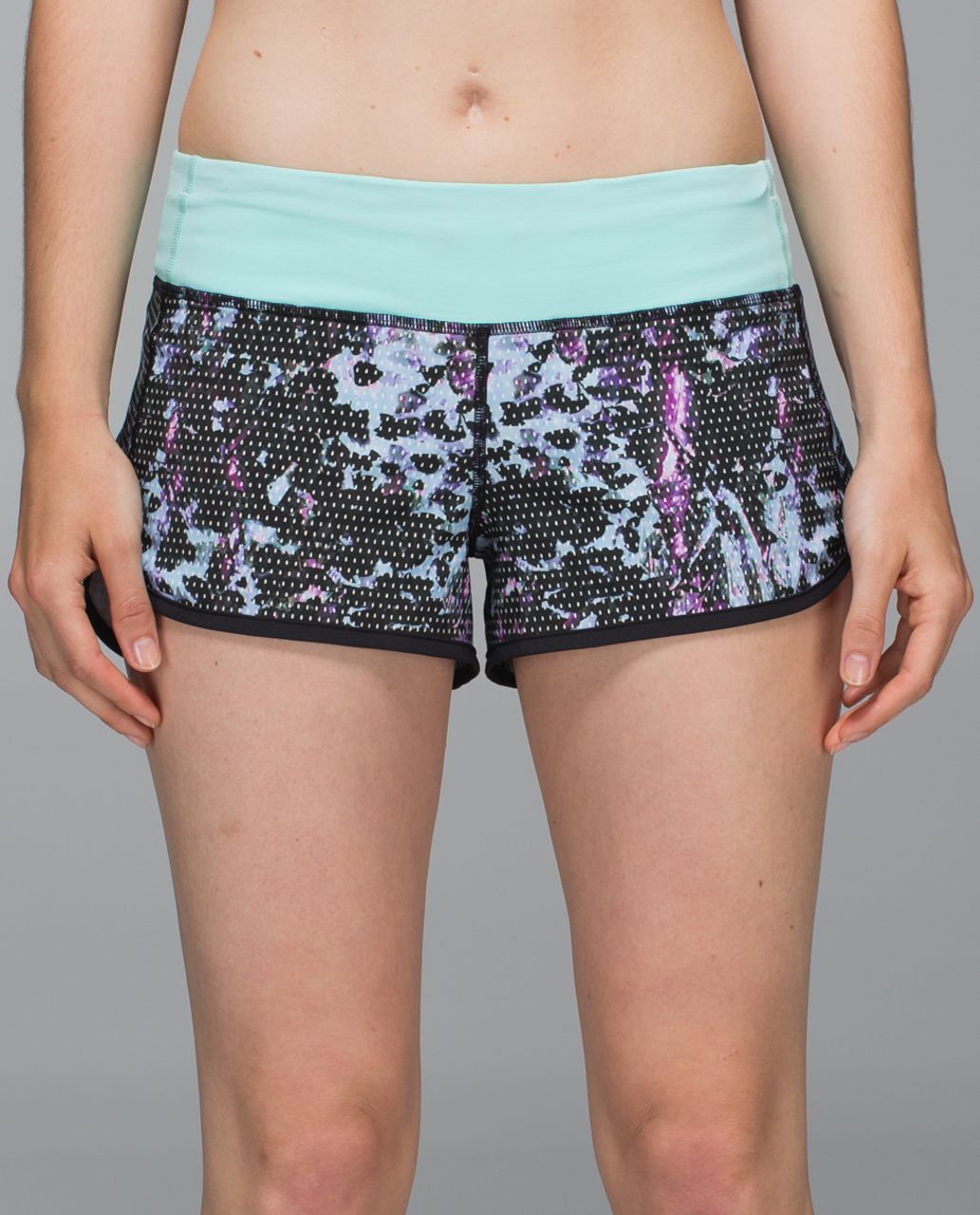 Lululemon Run:  Speed Short *4-way Stretch - Floral Sport Tranquil Blue Multi / Tranquil Blue / Black