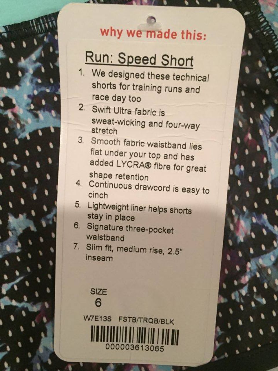 Lululemon Run:  Speed Short *4-way Stretch - Floral Sport Tranquil Blue Multi / Tranquil Blue / Black