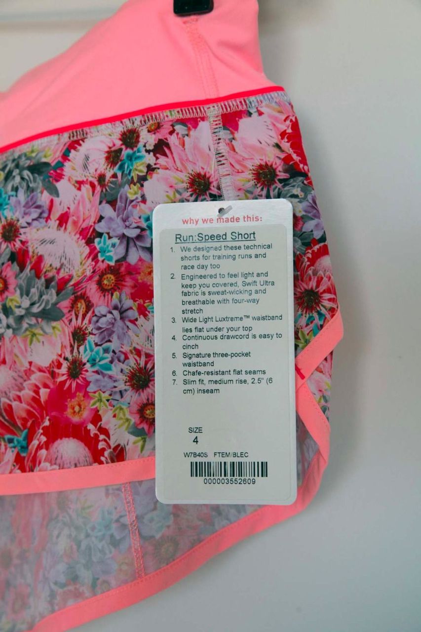 Lululemon Run:  Speed Short *2-way Stretch - Flowabunga Mini Multi / Bleached Coral