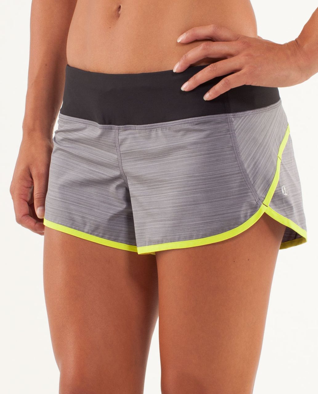 Lululemon Run:  Speed Short - Twisted Stripe Fossil / Split Pea / Black