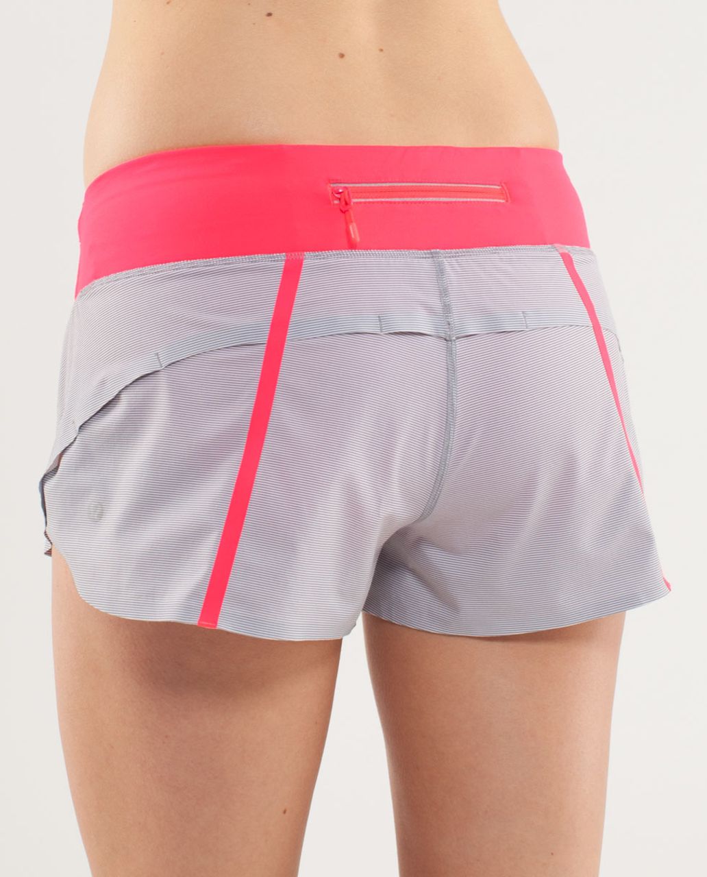 Lululemon Run:  Speed Short *Naked Seam - Wee Stripe Printed White Fossil /  Flash