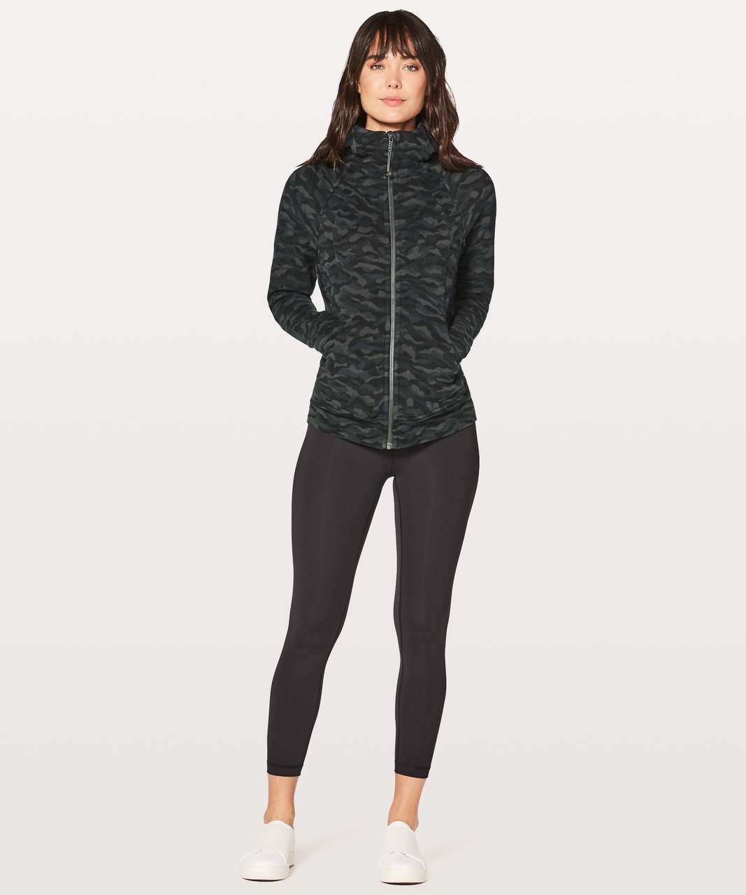 Lululemon Scuba Hoodie Light Cotton Fleece - Sequoia Camo Print Deep Coal  Black - lulu fanatics