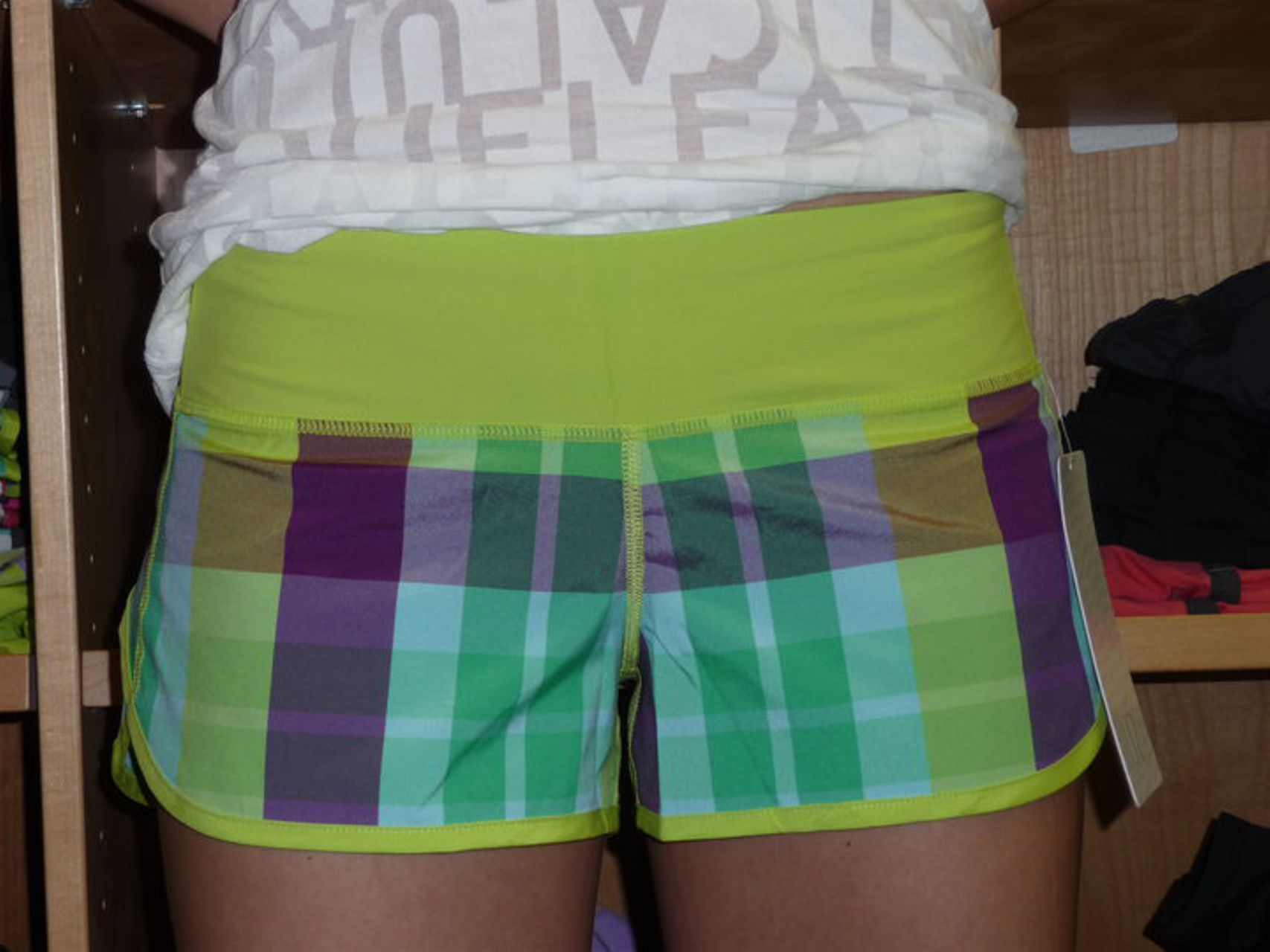 Lululemon Speed Short - Foxy Plaid - Lime/Potion Purple